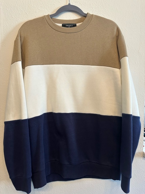 Forever 21 Other - Forever 21 Men Colorblock Crewneck Sweatshirt - Tan, White, Navy